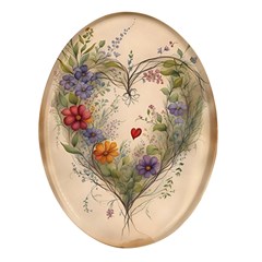 Heart Flowers Plant Oval Glass Fridge Magnet (4 Pack) by Bedest