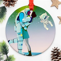 Astronaut Cat Retro Cute Alien Ornament (round) by Bedest