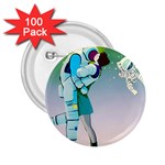 Astronaut Cat Retro Cute Alien 2.25  Buttons (100 pack)  Front