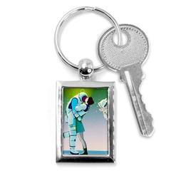 Astronaut Cat Retro Cute Alien Key Chain (rectangle) by Bedest