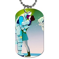 Astronaut Cat Retro Cute Alien Dog Tag (one Side) by Bedest