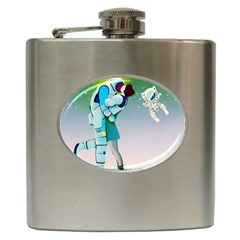 Astronaut Cat Retro Cute Alien Hip Flask (6 Oz) by Bedest