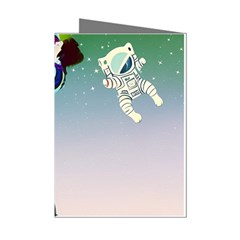 Astronaut Cat Retro Cute Alien Mini Greeting Cards (pkg Of 8) by Bedest