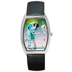 Astronaut Cat Retro Cute Alien Barrel Style Metal Watch by Bedest