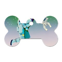 Astronaut Cat Retro Cute Alien Dog Tag Bone (one Side) by Bedest