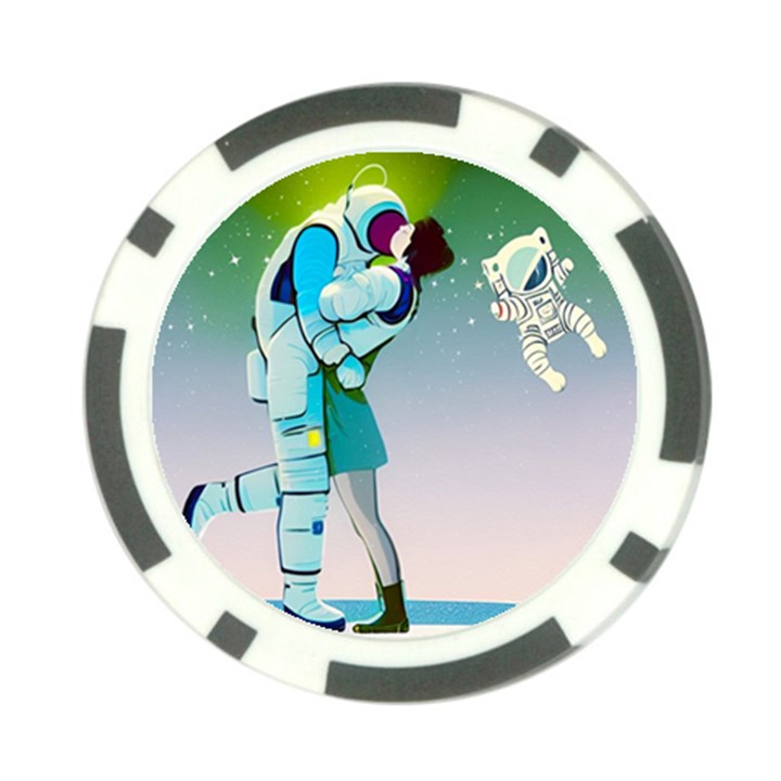 Astronaut Cat Retro Cute Alien Poker Chip Card Guard