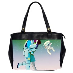 Astronaut Cat Retro Cute Alien Oversize Office Handbag (2 Sides) by Bedest