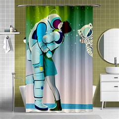 Astronaut Cat Retro Cute Alien Shower Curtain 48  X 72  (small)  by Bedest