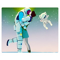 Astronaut Cat Retro Cute Alien Two Sides Premium Plush Fleece Blanket (medium) by Bedest