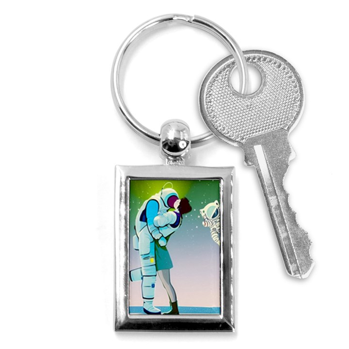 Astronaut Kiss Space Baby Key Chain (Rectangle)