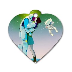 Astronaut Kiss Space Baby Dog Tag Heart (one Side) by Bedest