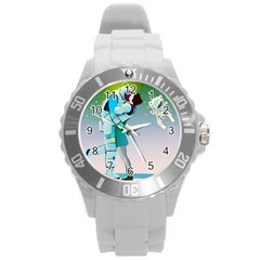 Astronaut Kiss Space Baby Round Plastic Sport Watch (l) by Bedest