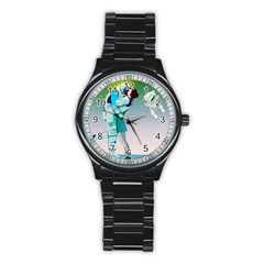 Astronaut Kiss Space Baby Stainless Steel Round Watch by Bedest