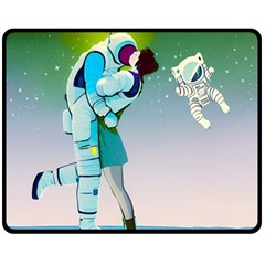 Astronaut Kiss Space Baby Two Sides Fleece Blanket (medium) by Bedest