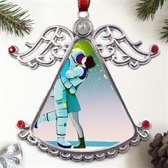 Astronaut Kiss Space Baby Metal Angel With Crystal Ornament by Bedest