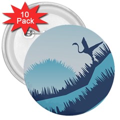 Swan Flying Bird Wings Waves Grass 3  Buttons (10 Pack)  by Bedest