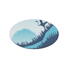 Swan Flying Bird Wings Waves Grass Sticker (oval) by Bedest