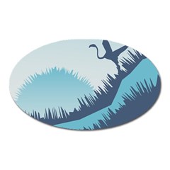 Swan Flying Bird Wings Waves Grass Oval Magnet by Bedest