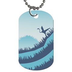 Swan Flying Bird Wings Waves Grass Dog Tag (one Side) by Bedest