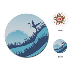 Swan Flying Bird Wings Waves Grass Playing Cards Single Design (round) by Bedest