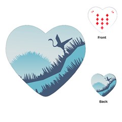 Swan Flying Bird Wings Waves Grass Playing Cards Single Design (heart) by Bedest