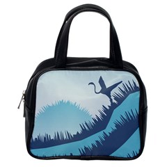 Swan Flying Bird Wings Waves Grass Classic Handbag (one Side) by Bedest