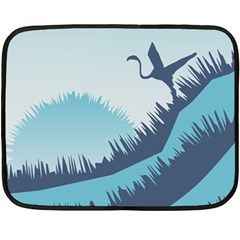 Swan Flying Bird Wings Waves Grass Fleece Blanket (mini) by Bedest