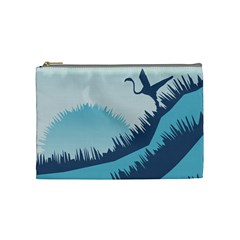 Swan Flying Bird Wings Waves Grass Cosmetic Bag (medium) by Bedest