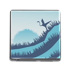 Swan Flying Bird Wings Waves Grass Memory Card Reader (square 5 Slot) by Bedest