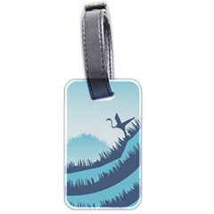 Swan Flying Bird Wings Waves Grass Luggage Tag (two Sides) by Bedest