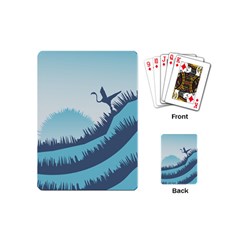 Swan Flying Bird Wings Waves Grass Playing Cards Single Design (mini) by Bedest