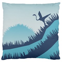 Swan Flying Bird Wings Waves Grass Large Cushion Case (one Side) by Bedest