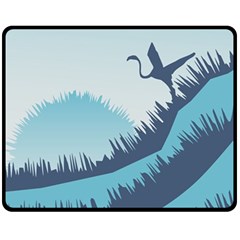 Swan Flying Bird Wings Waves Grass Two Sides Fleece Blanket (medium) by Bedest