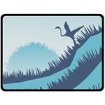 Swan Flying Bird Wings Waves Grass Two Sides Fleece Blanket (Large) 80 x60  Blanket Front