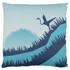 Swan Flying Bird Wings Waves Grass Standard Premium Plush Fleece Cushion Case (two Sides) by Bedest