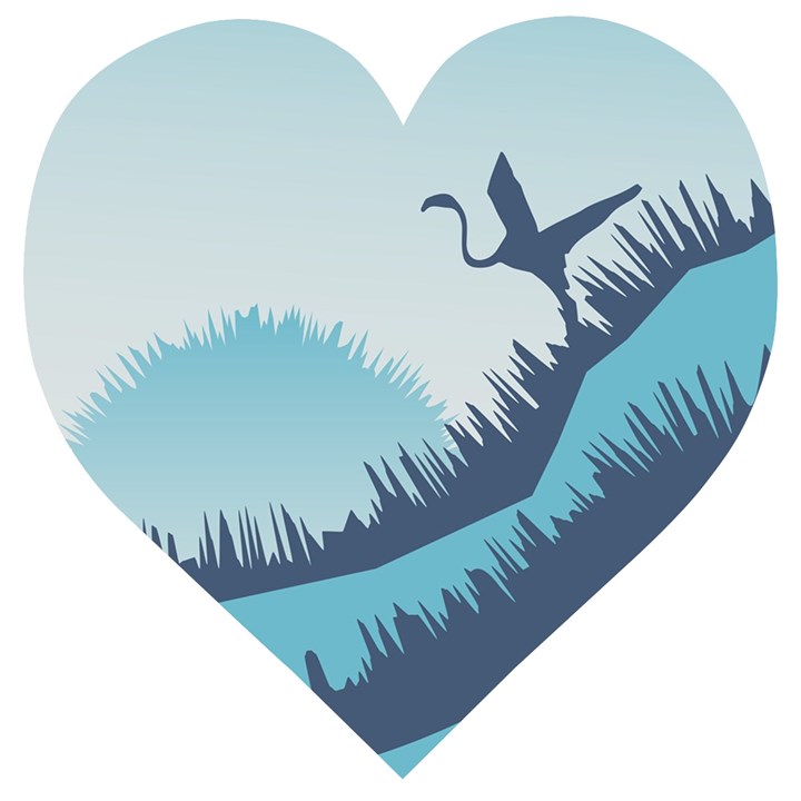 Swan Flying Bird Wings Waves Grass Wooden Puzzle Heart