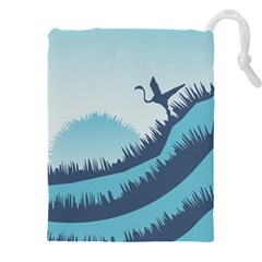 Swan Flying Bird Wings Waves Grass Drawstring Pouch (4xl) by Bedest