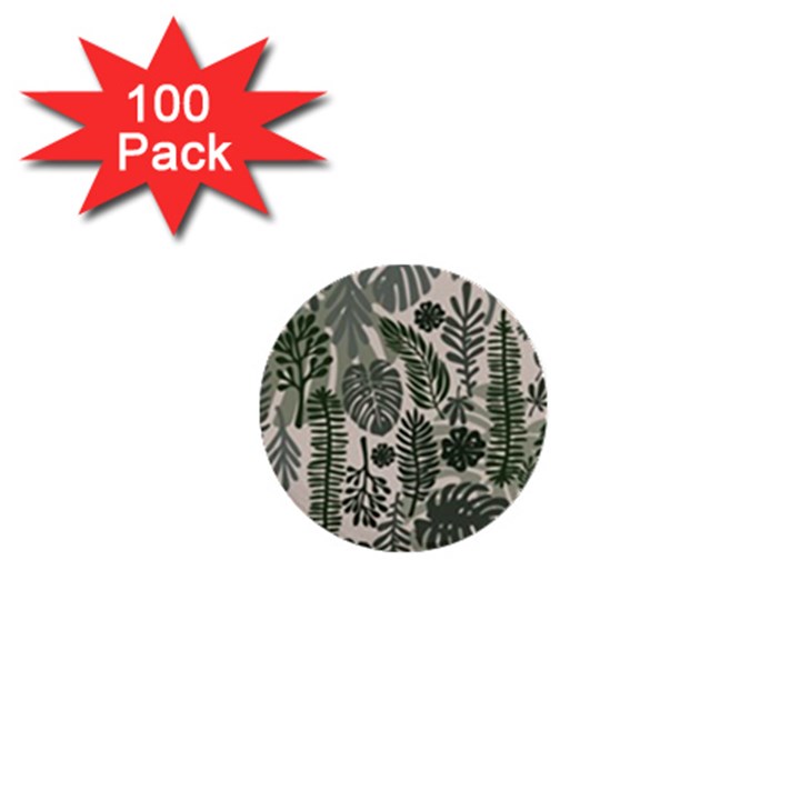 Plants Leaves Boho Botany Foliage 1  Mini Buttons (100 pack) 