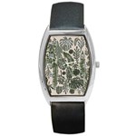 Plants Leaves Boho Botany Foliage Barrel Style Metal Watch Front