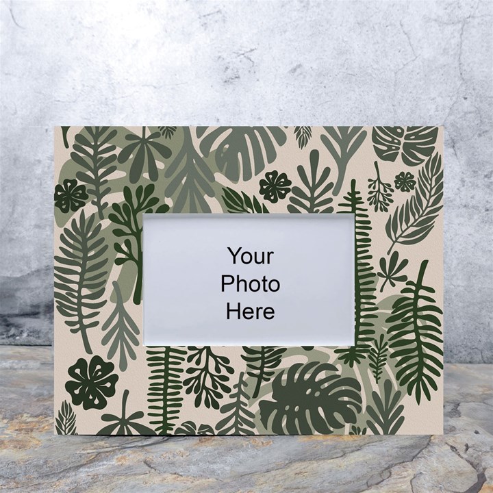 Plants Leaves Boho Botany Foliage White Tabletop Photo Frame 4 x6 