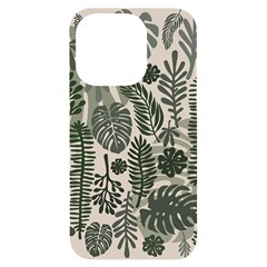 Plants Leaves Boho Botany Foliage Iphone 14 Pro Black Uv Print Case by Bedest