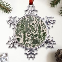 Plants Leaves Boho Botany Foliage Metal Large Snowflake Ornament by Bedest