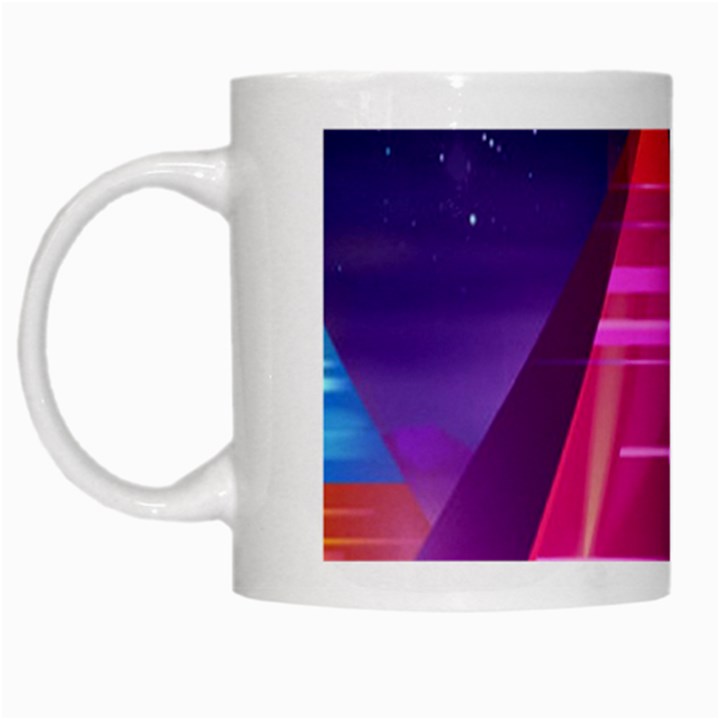 Egyptian Pyramids Night Landscape Cartoon White Mug