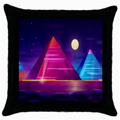 Egyptian Pyramids Night Landscape Cartoon Throw Pillow Case (black) by Ndabl3x