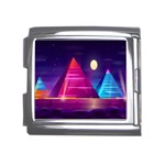 Egyptian Pyramids Night Landscape Cartoon Mega Link Italian Charm (18mm) Front