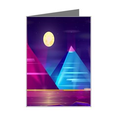 Egyptian Pyramids Night Landscape Cartoon Mini Greeting Card by Ndabl3x