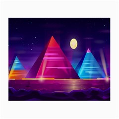 Egyptian Pyramids Night Landscape Cartoon Small Glasses Cloth by Ndabl3x