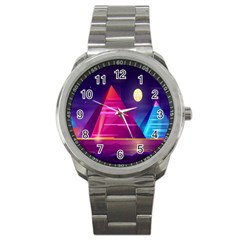 Egyptian Pyramids Night Landscape Cartoon Sport Metal Watch by Ndabl3x