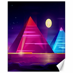 Egyptian Pyramids Night Landscape Cartoon Canvas 16  X 20  by Ndabl3x