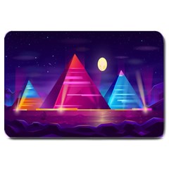 Egyptian Pyramids Night Landscape Cartoon Large Doormat by Ndabl3x